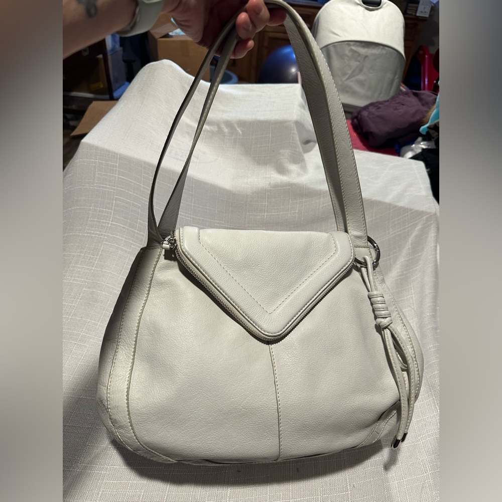 Vince Camuto Cream Leather Shoulder Bag